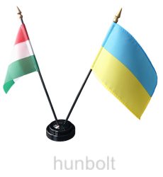 Nemzeti  és Ukrán zászlók asztali tartóval