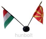 Nemzeti és Macedónia zászlók asztali tartóval