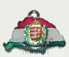 Nagy-Magyarországos koszorús címeres bőr szíjas nyaklánc (39x24 mm)