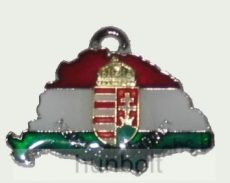 Nagy-Magyarországos nemzeti színű címeres bőr szíjas nyaklánc (39x24 mm)