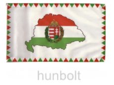 Farkasfogas nemzeti színű Nagy- Magyarországos koszorús címeres zászló