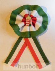 Eredeti címeres jelvényes kokárda 6x10 cm, 18 mm jelvény
