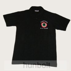 Hímzett kokárdás galléros fekete póló XL