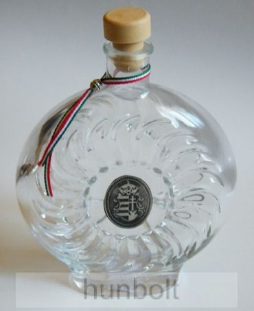 Image of Boros/pálinkás üvegkulacs ón Kossuth címerrel 0,5 l