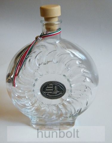 Image of Boros/pálinkás üvegkulacs ón Nagy-Magyarország címerrel 0,5 l