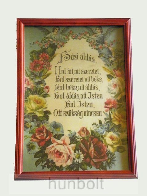 Image of Asztalra tehető és falra akasztható üveglapos képkeretes Házi áldás 21X30 cm
