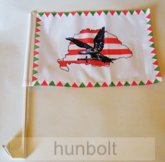 Image of Farkasfogas árpádsávos Nagy-Magyarország fekete turulos autós zászló, ablakra tűzhető