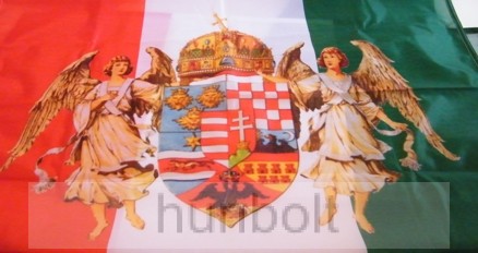 Image of Nemzeti színű barna angyalos álló zászló 90x150 cm felül bújtatós, hurkolt