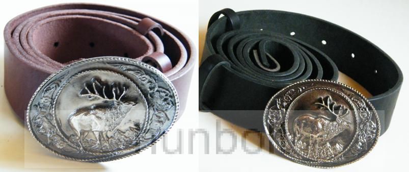 Image of Ovális szarvas ezüst övcsat, választható bőr övvel (7,5X6,5 cm)