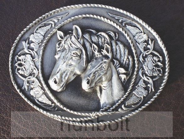 Image of Ovális lófejek övcsat, virágos díszítéssel