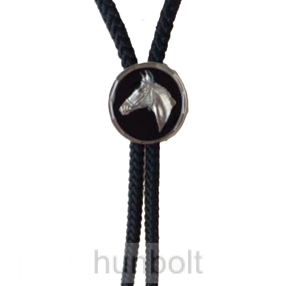 Image of Lófej, kerek fekete háttérrel, zsinóros nyakkendő