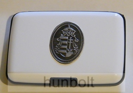 Image of Bankkártya tartó metál fehér színű ón Kossuth címer matricával