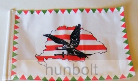 Image of Farkasfogas árpádsávos Nagy-Magyarország fekete turulos motoros zászló, 25X35 cm