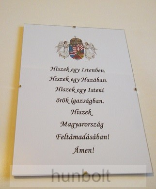 Image of Asztalra tehető és falra akasztható üveglapos Hiszek egy.. 21X30 cm