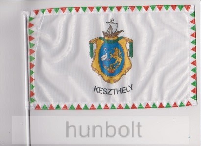 Image of Farkasfogas Keszthely zászló 15x25 cm, 40 cm-es műanyag fehér pálcával