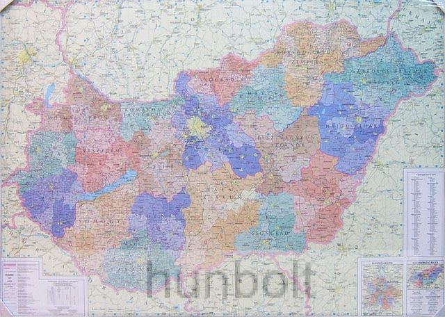 Image of Magyarország régiói, megyéi, kistérségei és települése 120x87 cm Íves