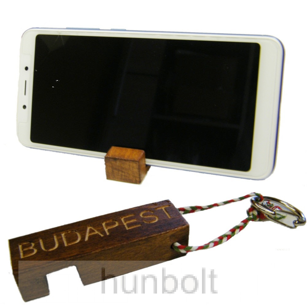 Image of Fa kulcstartó és mobiltartó Budapest felirattal
