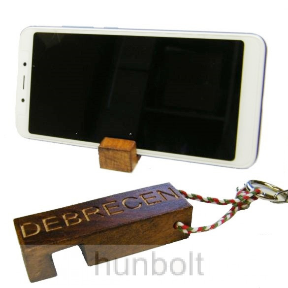 Image of Fa kulcstartó és mobiltartó Debrecen felirattal