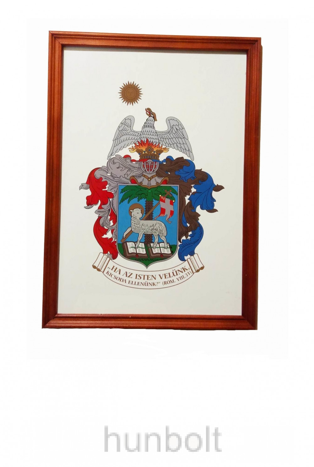 Image of Asztalra tehető és falra akasztható üveglapos képkeretes református címer.. 21X30 cm