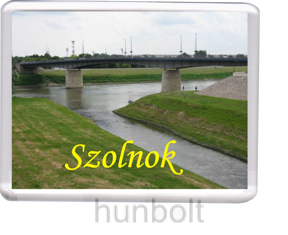 Image of Szolnok, a Tisza és a Zagyva találkozása hűtőmágnes (műanyag keretes)