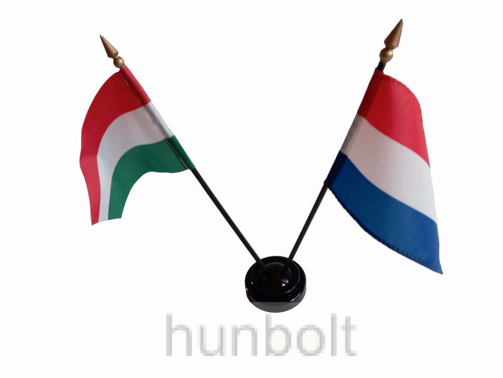 Image of Nemzeti és Holland zászlók asztali tartóval