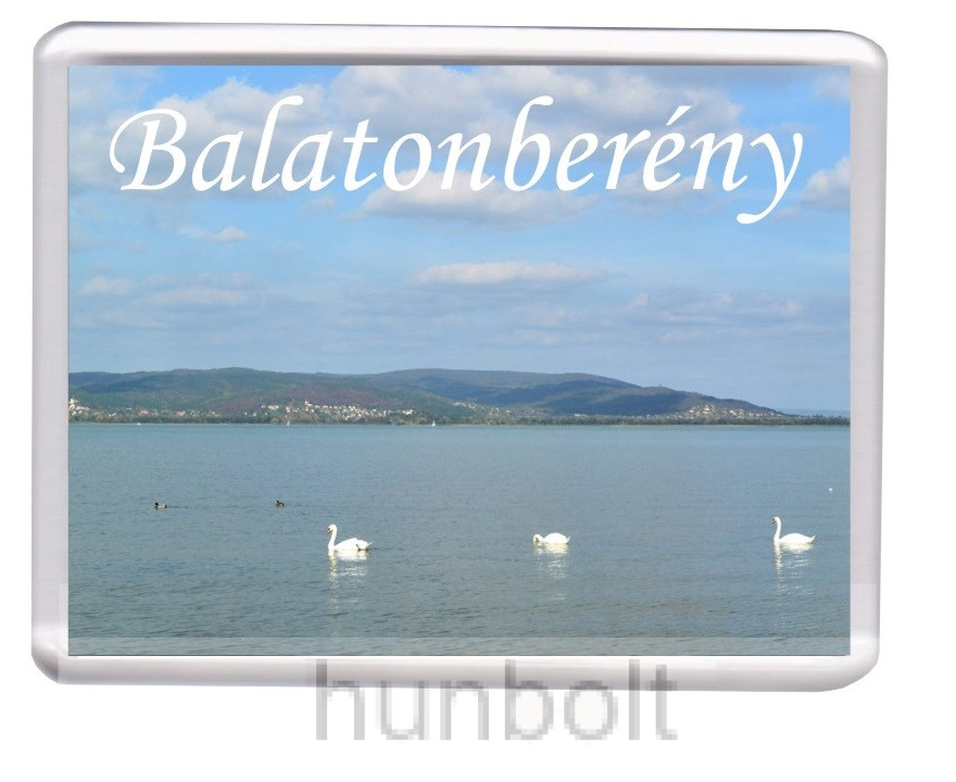 Image of Balatonberény A Balaton,3 hattyúval hűtőmágnes (műanyag keretes)
