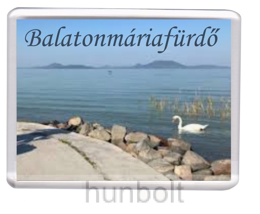 Image of Balatonmáriafürdő - Balaton, hattyúval, hűtőmágnes (műanyag keretes)