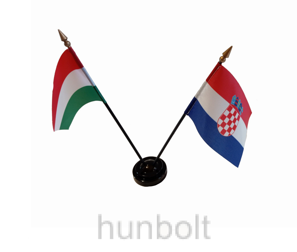 Image of Nemzeti és Horvát zászlók asztali tartóval