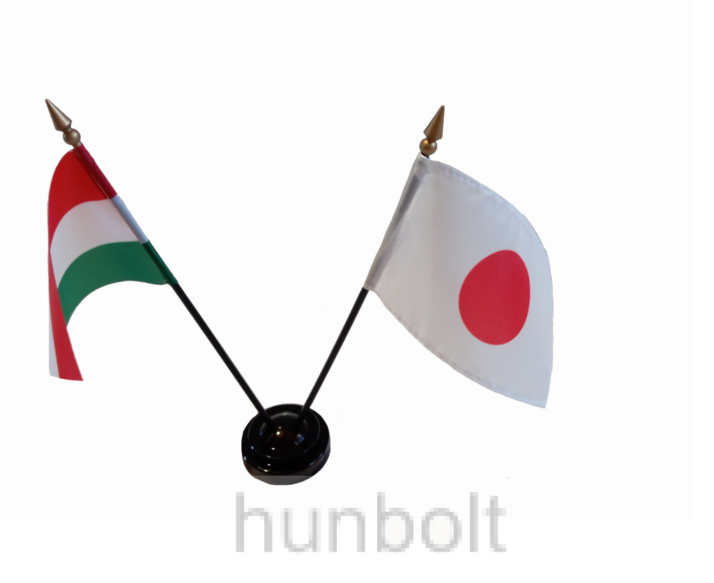 Image of Nemzeti és Japán zászlók asztali tartóval