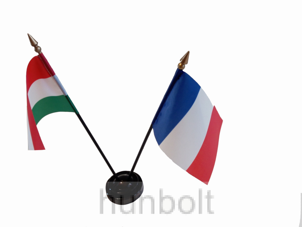 Image of Nemzeti és Francia zászlók asztali tartóval