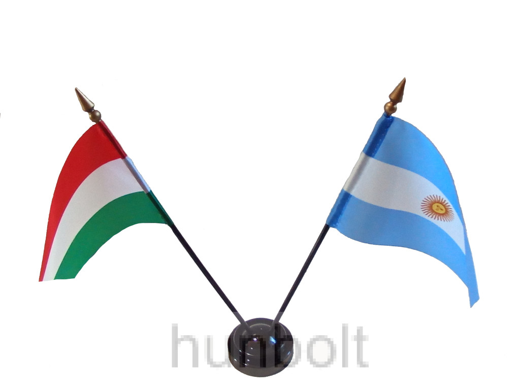 Image of Nemzeti és Argentína zászlók asztali tartóval