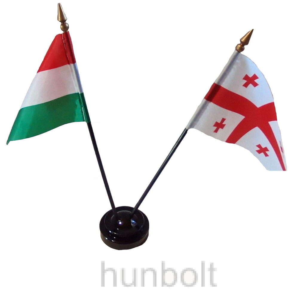 Image of Nemzeti és Georgia zászlók asztali tartóval