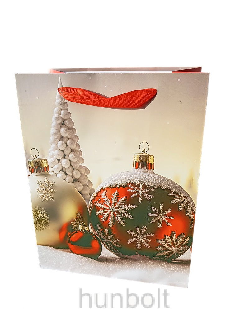 Image of Karácsonyi gömbök álló dísztasak 23x 18 cm