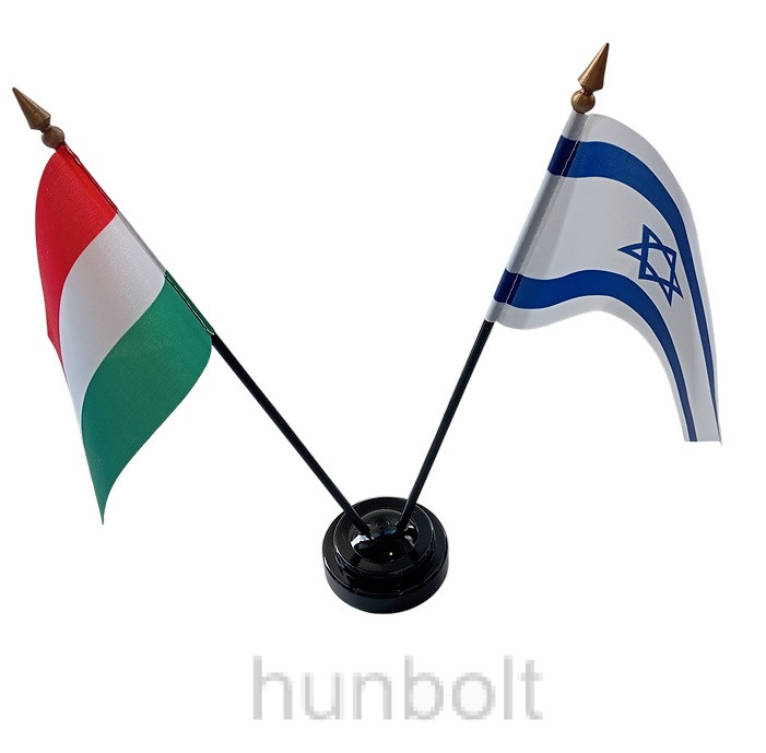 Image of Nemzeti és Izrael zászlók asztali tartóval