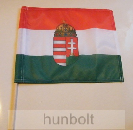 Image of Nemzeti színű címeres zászló 30x40 cm 60 cm farúddal