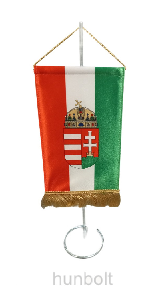 Image of Asztali magyar címeres zászló króm zászlótartóval