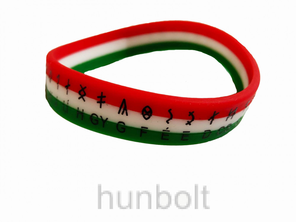 Image of Szilikon karkötő nemzeti színű rovásírásos 18 cm
