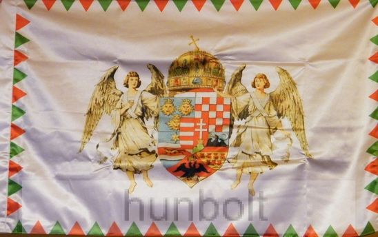 Image of Kétoldalas farkasfogas barna angyalos zászló Poliészter anyagból (kültérre) 60x90 cm, rúd nélkül